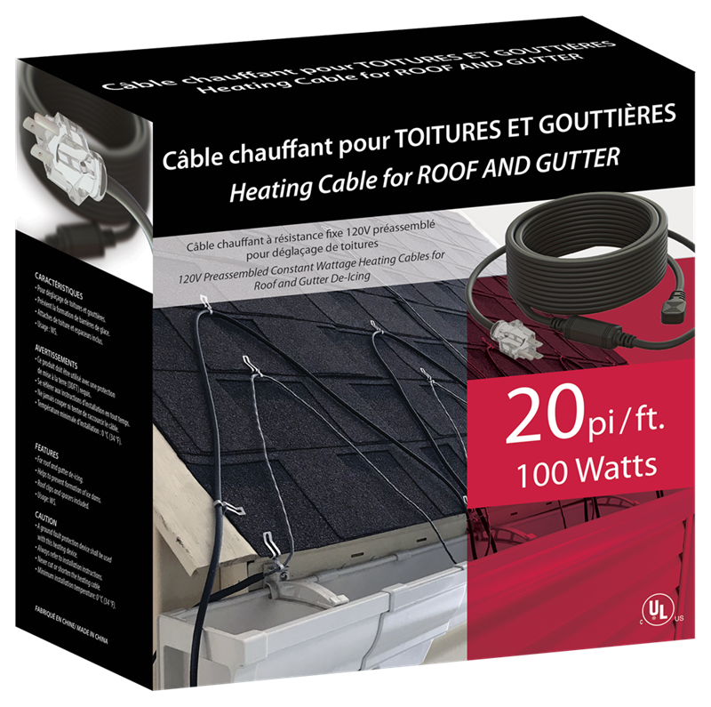 Câble chauffant à résistance fixe 120V préassemblé pour tuyaux